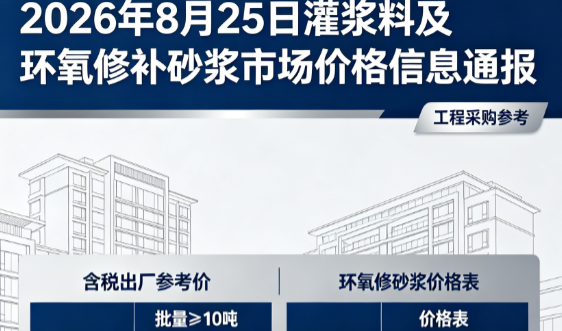 广西2026年8月25日灌浆料及环氧修补砂浆市场价格信息通报